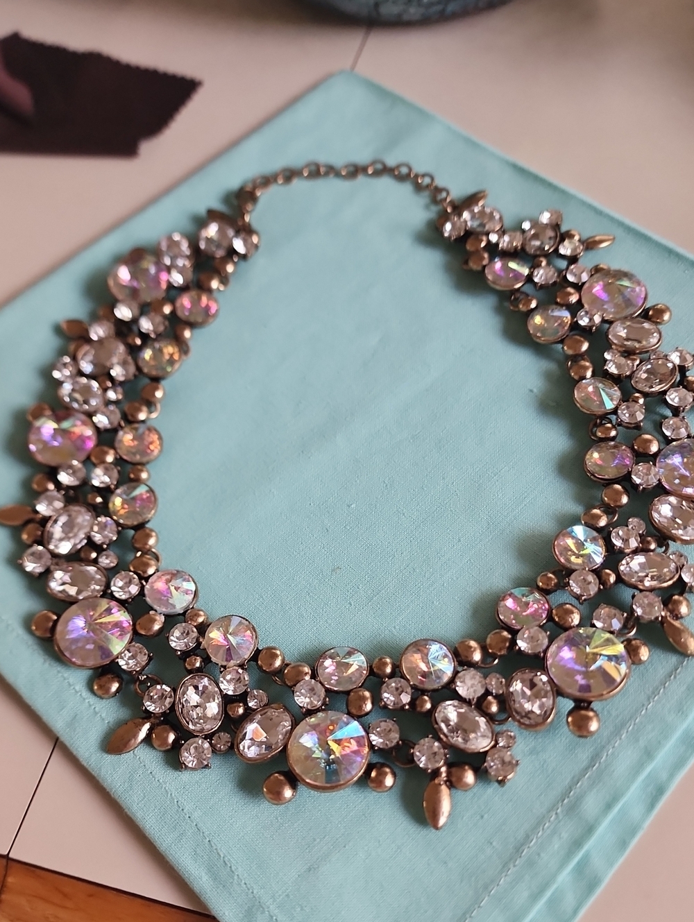 Sparkling Crystal Statement Necklace - Iridescent Pink Accents